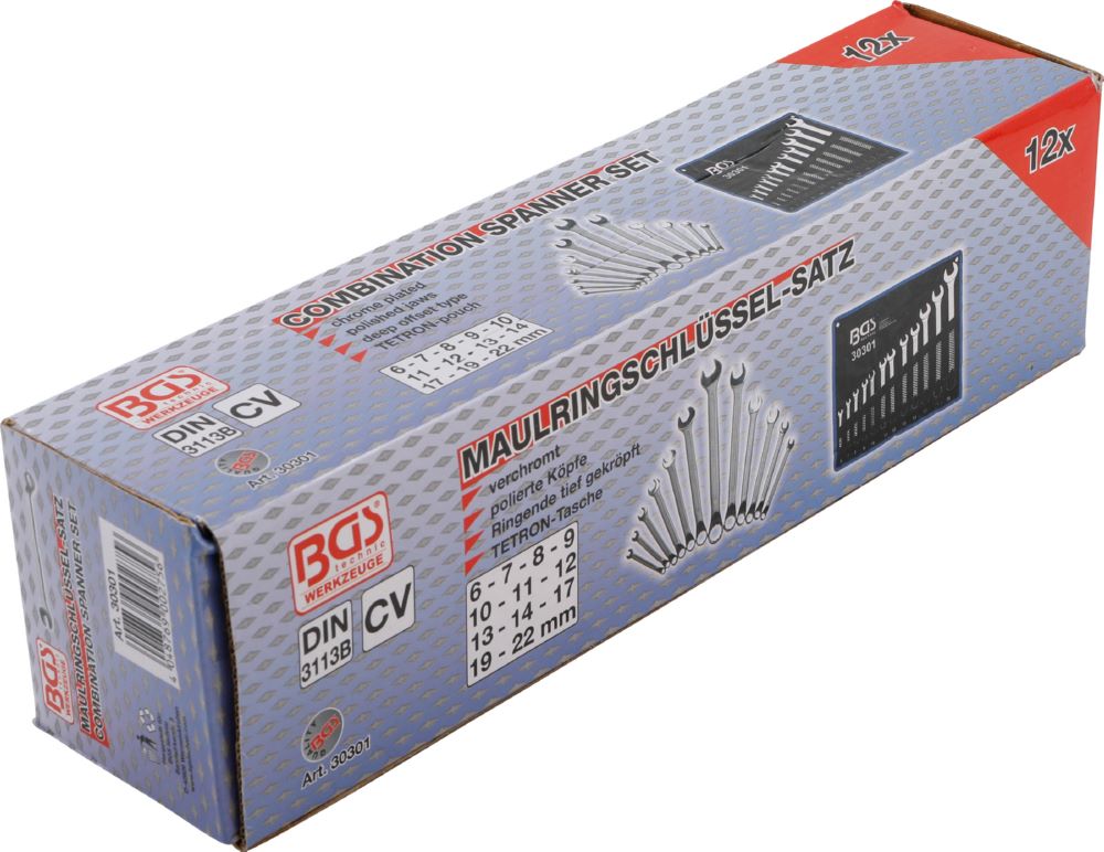 Produktbild BGS Maul Ringschlüssel Satz 6 - 22 mm 12 teilig gekröpft bild 5