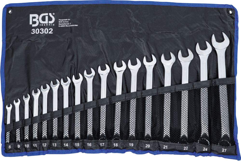Produktbild BGS Maul Ringschlüssel Satz 8 - 27 mm 17 teilig gekröpft bild 4