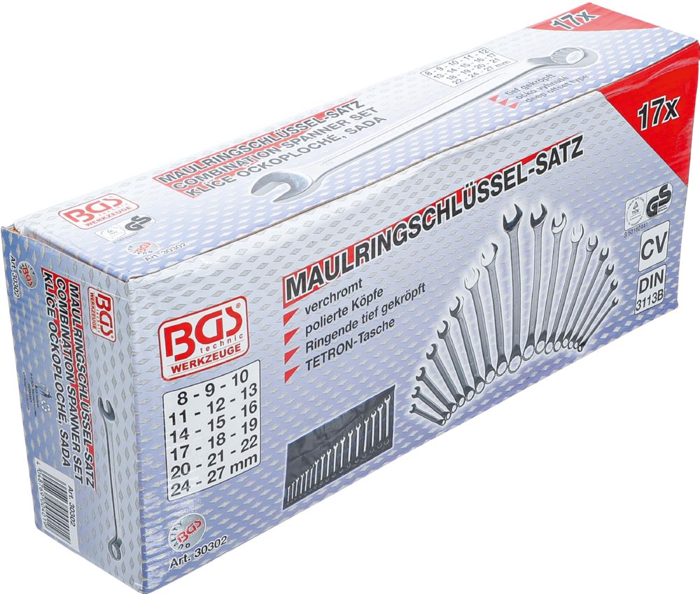 Produktbild BGS Maul Ringschlüssel Satz 8 - 27 mm 17 teilig gekröpft bild 5