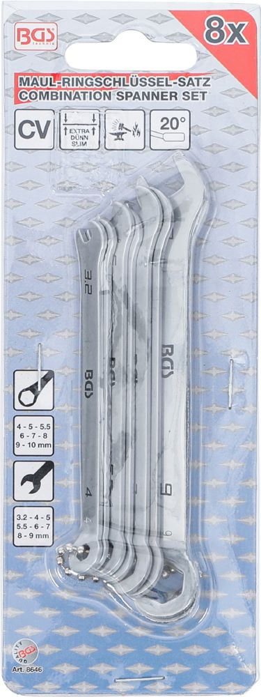 Produktbild BGS Maul Ringschlüssel Satz 4 - 10 mm 8 teilig Mini Ausführung bild 5