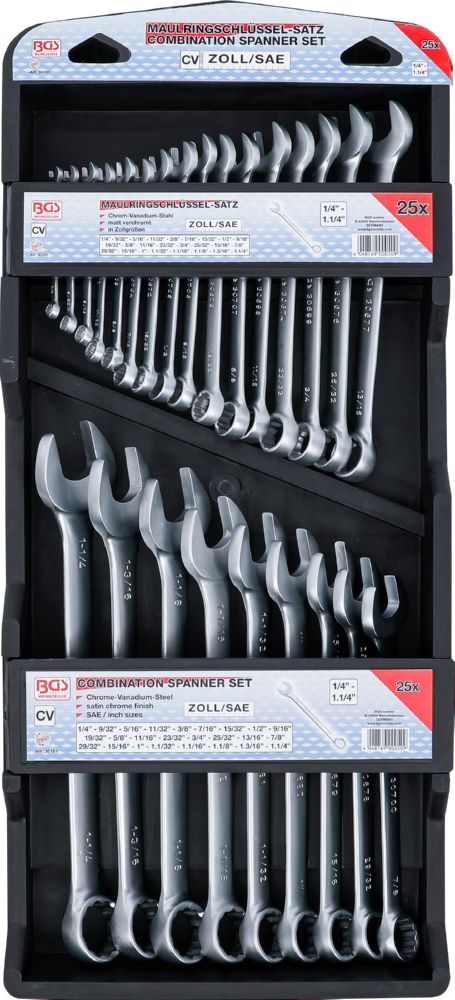 Produktbild BGS Maul Ringschlüssel Satz 1/4 Zoll - 1.1/4 Zoll 25 teilig