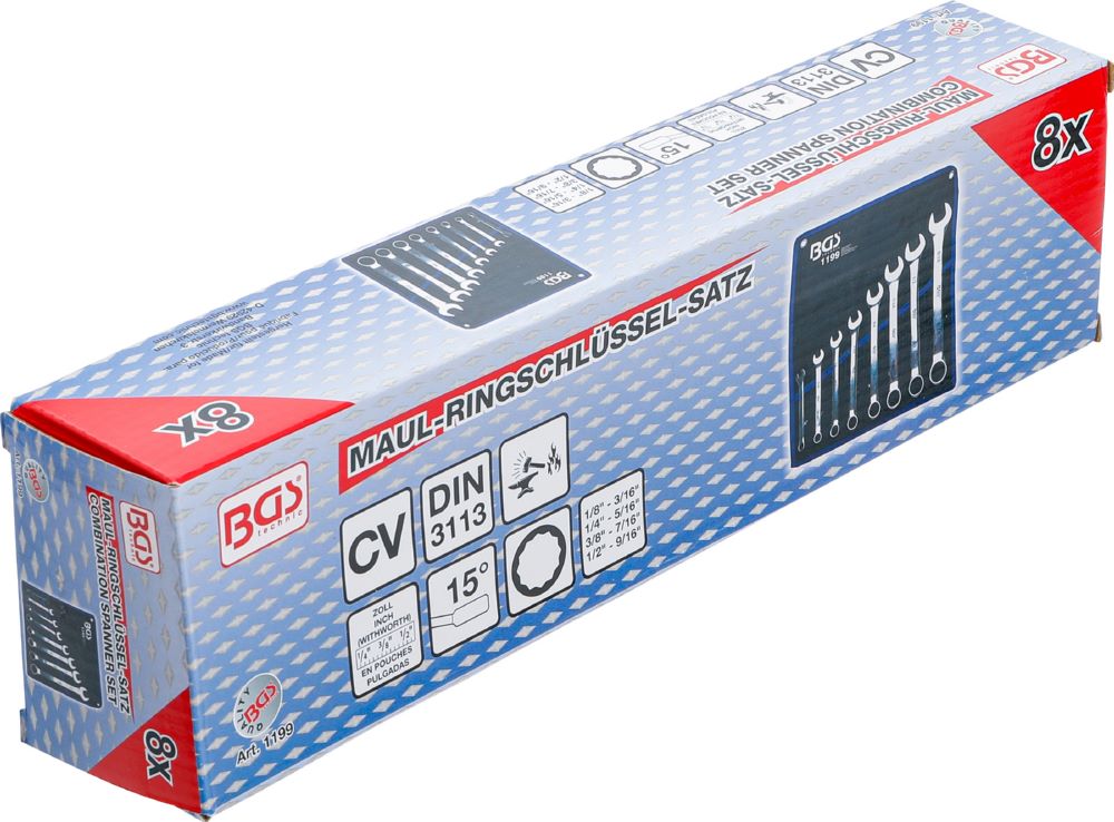 Produktbild BGS Maul Ringschlüssel Satz Zollgrößen 1/8 Zoll - 9/16 Zoll 8 teilig bild 6