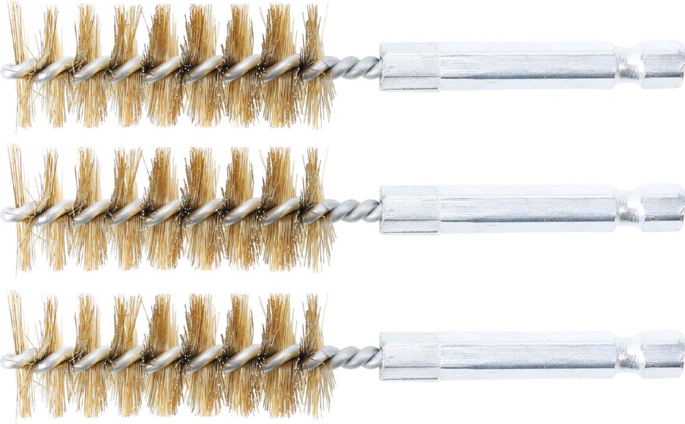 Produktbild BGS Messingbürste 18 mm Antrieb Außensechskant 6,3 mm 1/4 Zoll 3 teilig