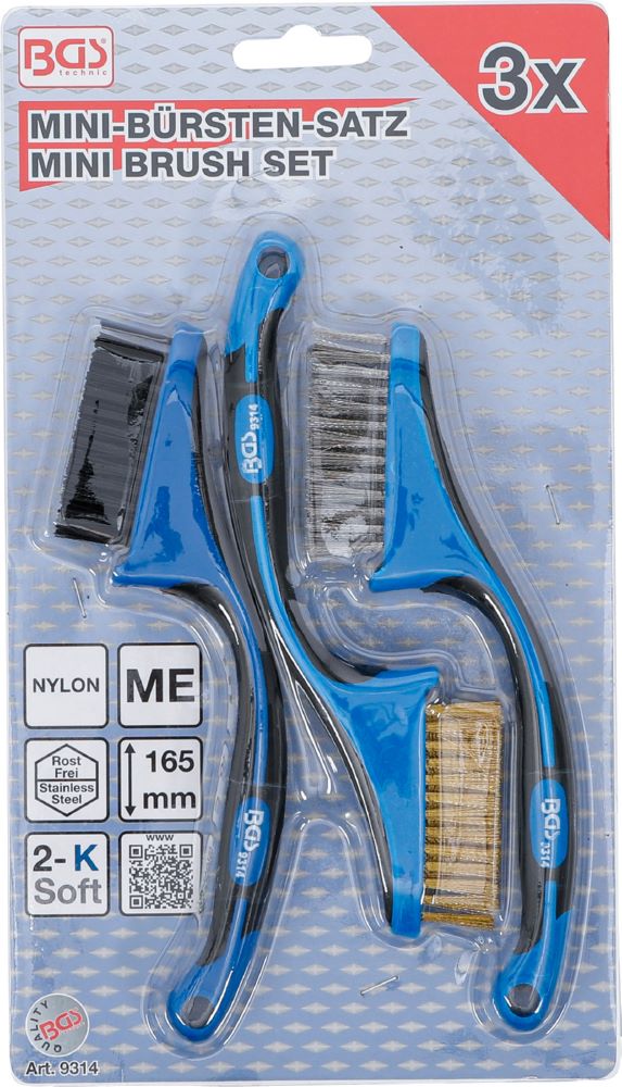 Produktbild Mini Bürsten Satz Nylon, Messing, Edelstahl 165 mm 3 teilig bild 4
