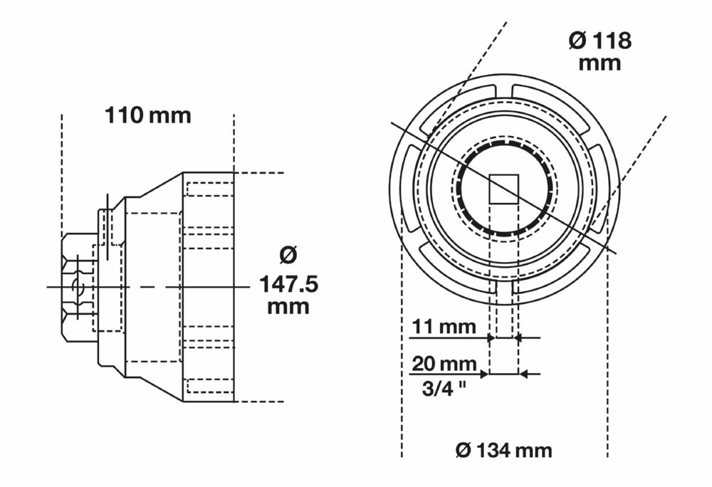 Produktbild BGS Nutmutternschlüssel Zapfen innen liegend für MAN 133 - 145 mm bild 2