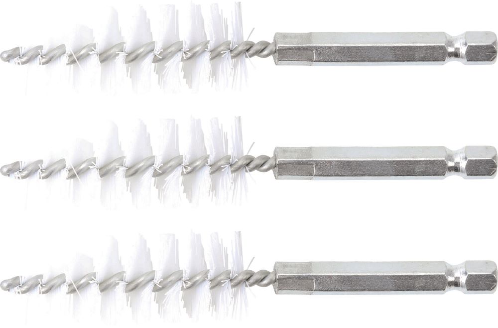 Produktbild BGS Nylonbürste 18 mm Antrieb Außensechskant 6,3 mm 1/4 Zoll 3 teilig