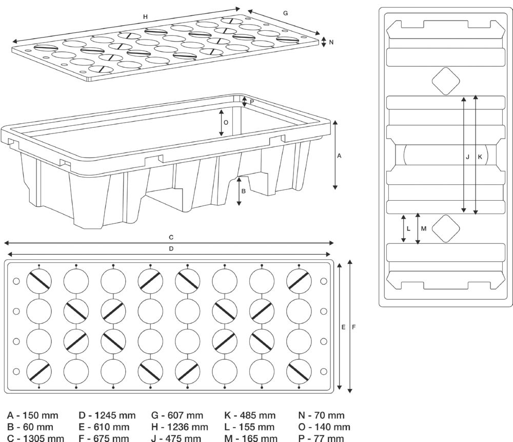 Produktbild Öl Auffangwanne mit Gitterrost für 2 x 200 Fässer bild 3