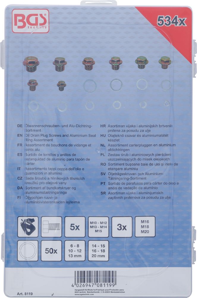 Produktbild Ölwannenschrauben und Alu Dichtring Sortiment 534 teilig bild 3