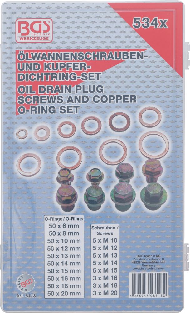 Produktbild Ölwannenschrauben und Kupfer Dichtring Sortiment 534 teilig bild 3
