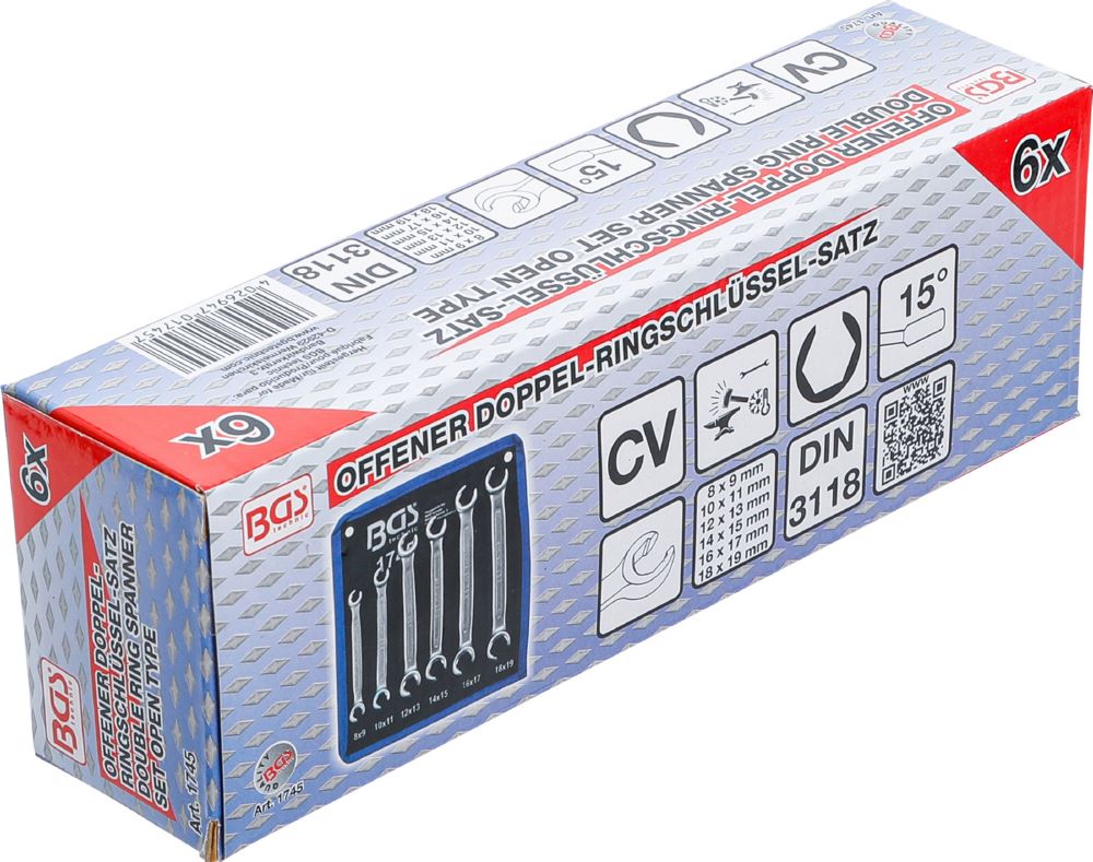 Produktbild BGS Offener Doppel Ringschlüssel Satz 8 x 9 - 18 x 19 mm 6 teilig bild 6