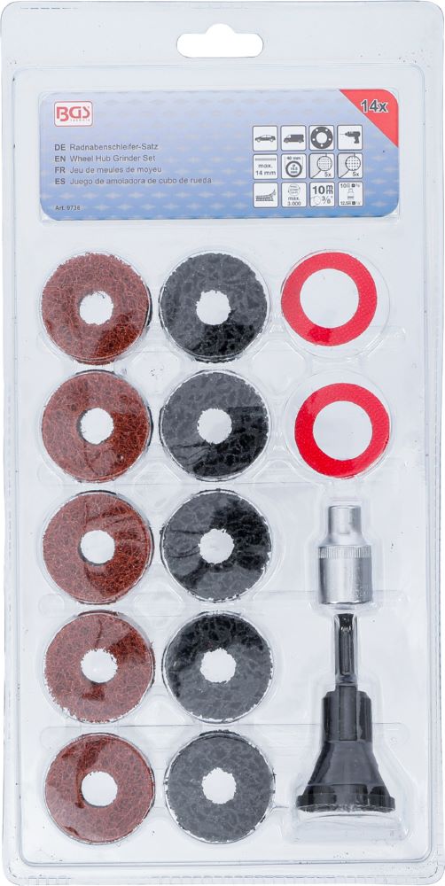 Produktbild BGS Radnabenschleifer Satz für Stehbolzen und Radmutternbolzen 14 teilig bild 7