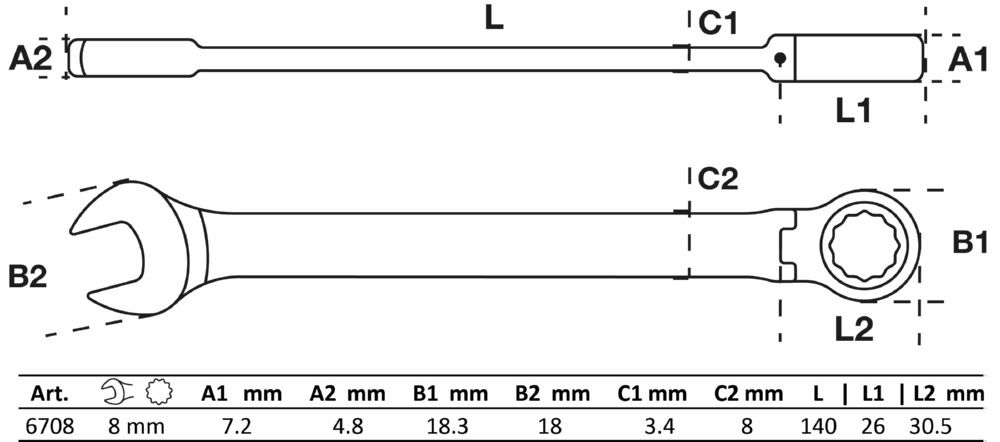 Produktbild BGS Ratschenring Maulschlüssel 8 mm abwinkelbar bild 2
