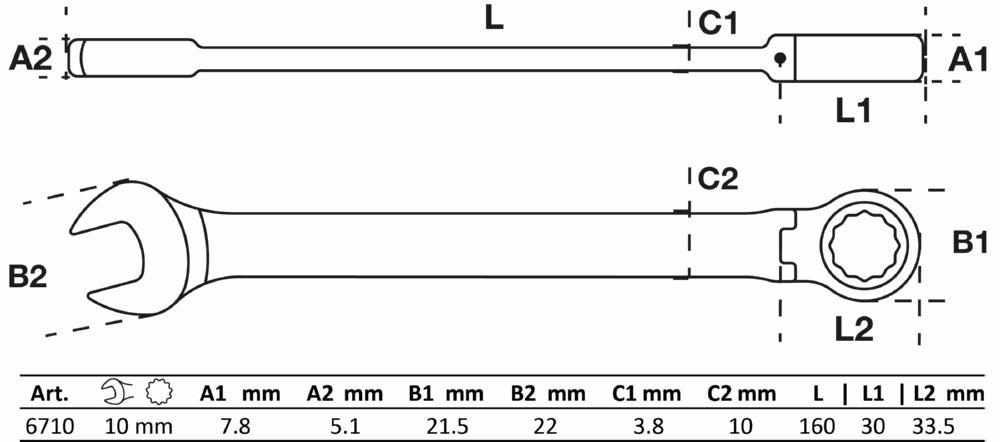 Produktbild BGS Ratschenring Maulschlüssel 10 mm abwinkelbar bild 2