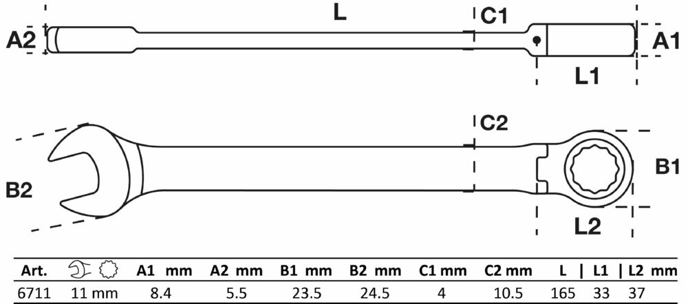 Produktbild BGS Ratschenring Maulschlüssel 11 mm abwinkelbar bild 2