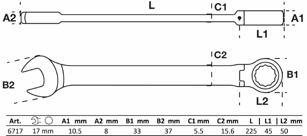 Produktbild BGS Ratschenring Maulschlüssel 17 mm abwinkelbar bild 2