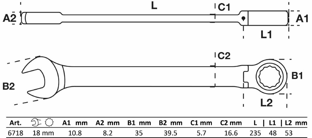 Produktbild BGS Ratschenring Maulschlüssel 18 mm abwinkelbar bild 2