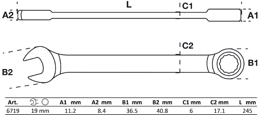 Produktbild BGS Ratschenring Maulschlüssel 19 mm abwinkelbar bild 2