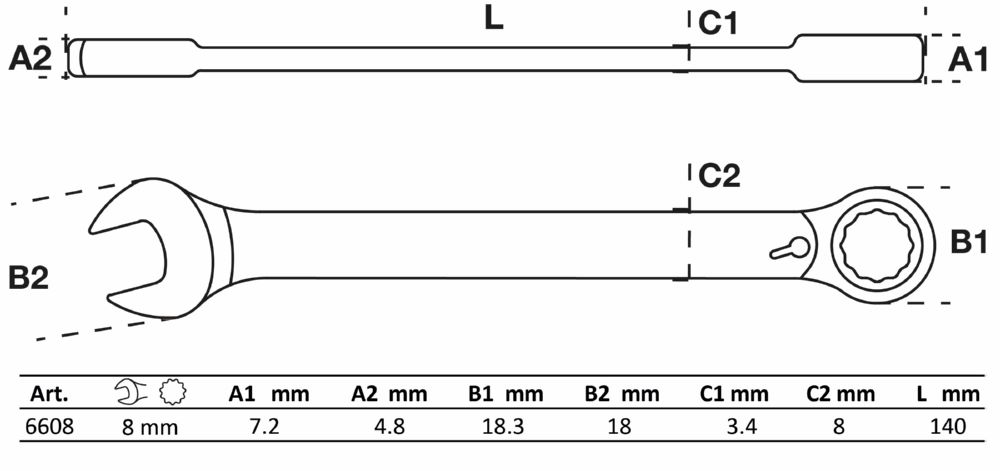 Produktbild BGS Ratschenring Maulschlüssel 8 mm umschaltbar bild 2