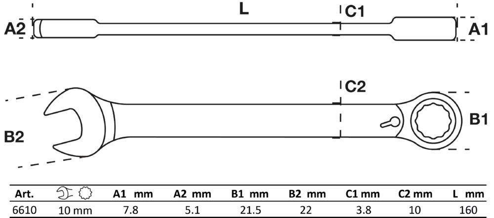 Produktbild BGS Ratschenring Maulschlüssel 10 mm umschaltbar bild 2