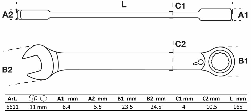 Produktbild BGS Ratschenring Maulschlüssel 11 mm umschaltbar bild 2