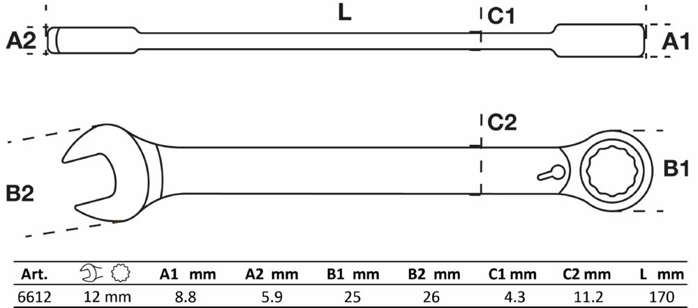 Produktbild BGS Ratschenring Maulschlüssel 12 mm umschaltbar bild 2