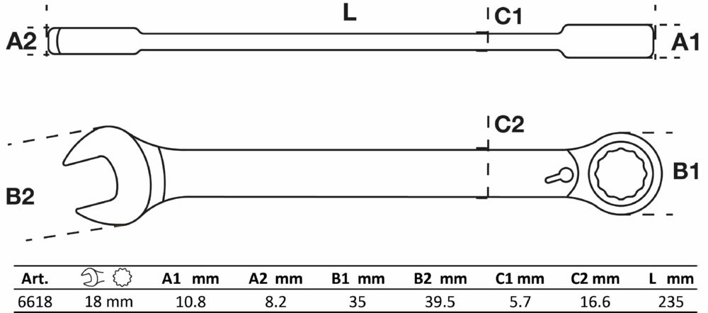 Produktbild BGS Ratschenring Maulschlüssel 18 mm umschaltbar bild 2