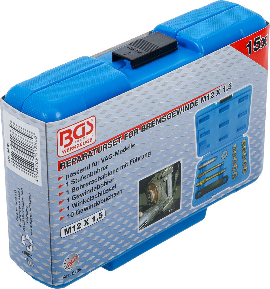 Produktbild BGS Reparatur Satz für Bremsgewinde für VAG M12 x 1,5 15 teilig bild 6
