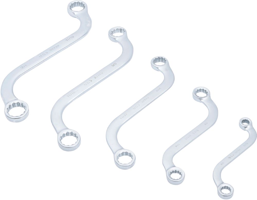 Produktbild BGS S-Form Doppel Ringschlüssel Satz 3/8 Zoll - 3/4 Zoll 5 teilig bild 2