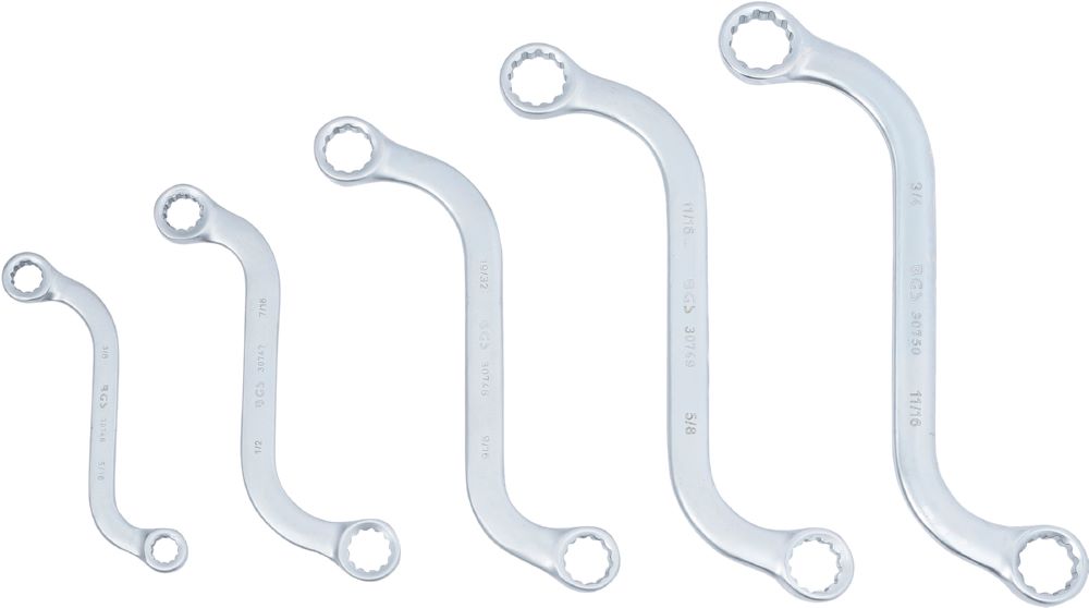 Produktbild BGS S-Form Doppel Ringschlüssel Satz 3/8 Zoll - 3/4 Zoll 5 teilig bild 3