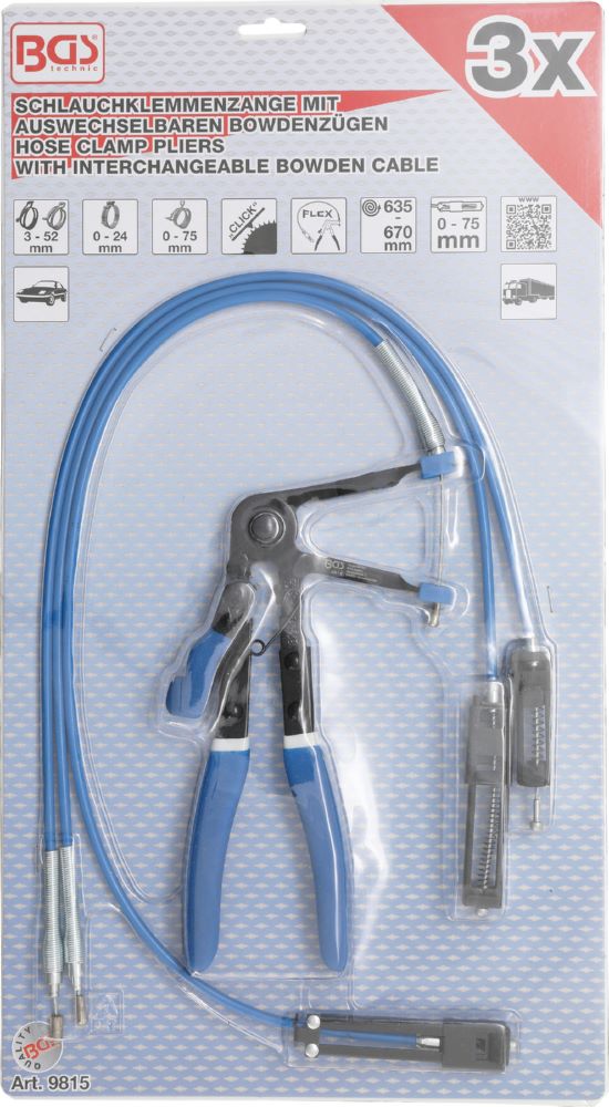 Produktbild BGS Schlauchklemmenzange mit auswechselbaren Bowdenzügen 635 - 670 mm bild 2