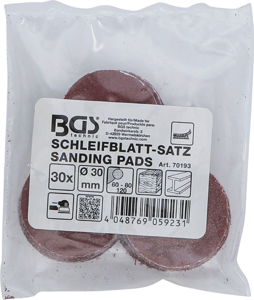 Produktbild Schleifblatt Satz für Exzenterschleifer 30 mm K 60 - 80 - 120 30 teilig bild 3
