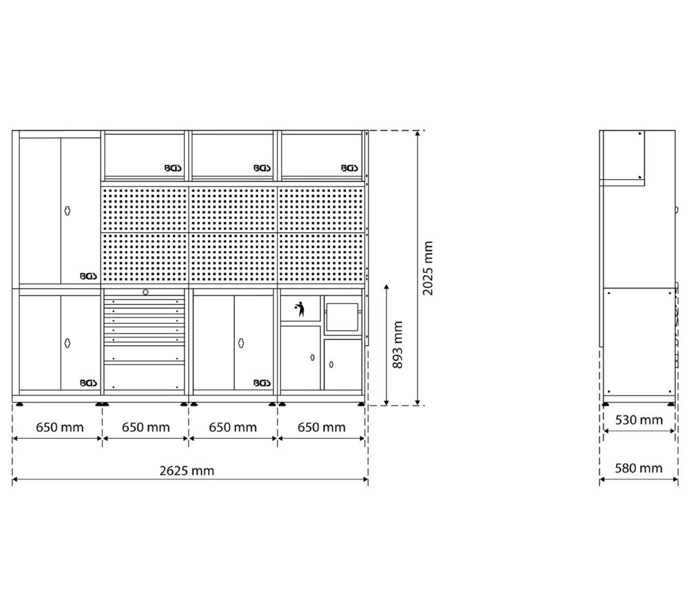Produktbild BGS Schrankwand System 4 Module Kombi mit Massivholz Arbeitsplatte bild 6