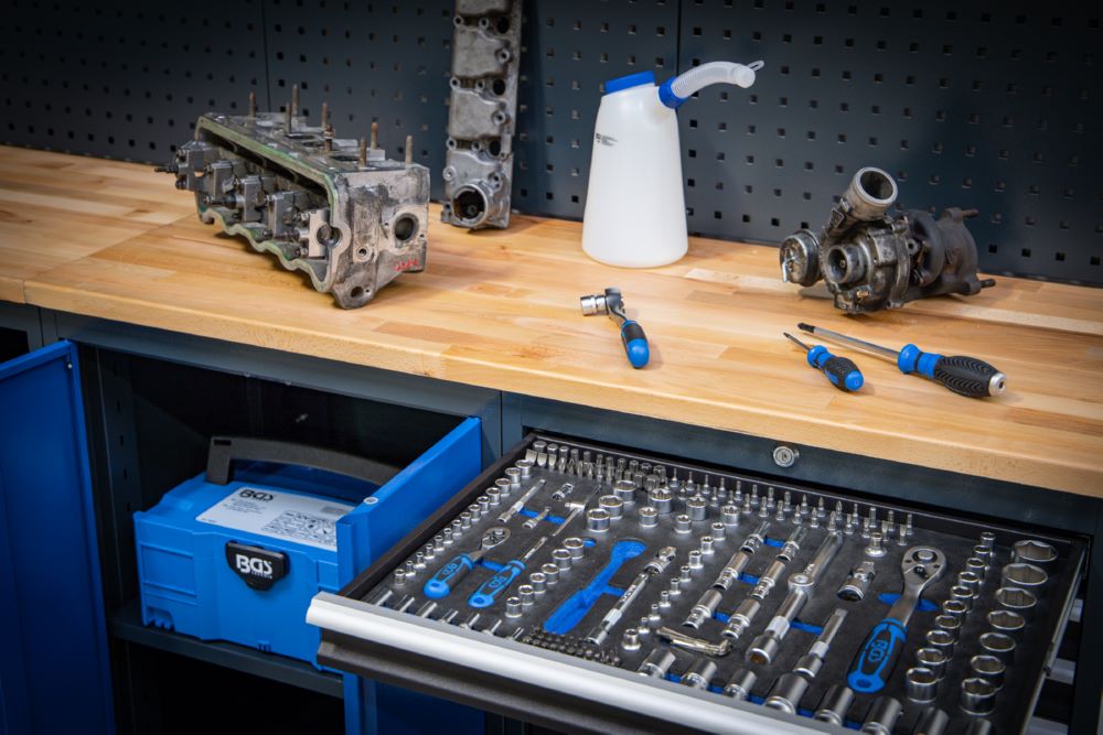 Produktbild BGS Schrankwand System 6 Module Kompakt mit Massivholz Arbeitsplatte bild 2