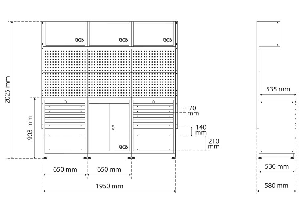 Produktbild BGS Schrankwand System 3 Module Starter Paket mit Massivholz Arbeitsplatte bild 5