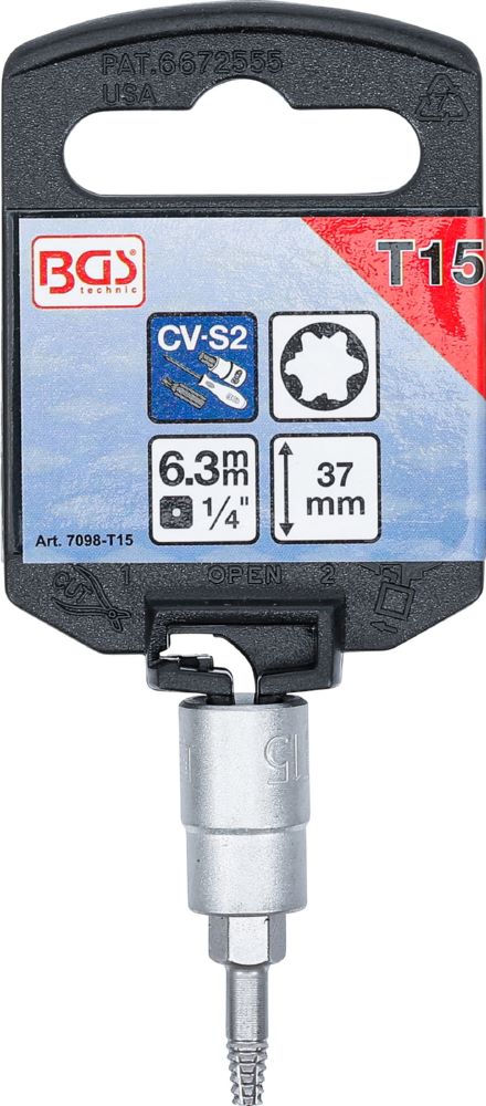 Produktbild Schraubenausdreher Bit-Einsatz Antrieb Innenvierkant 1/4 Zoll T15 bild 2