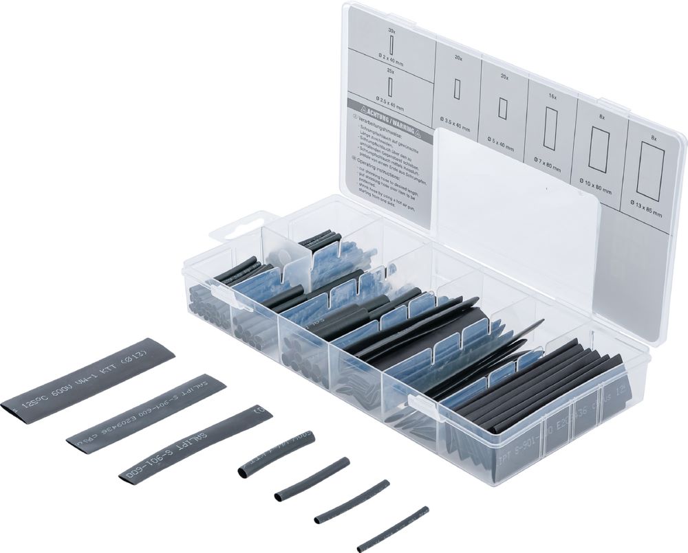 Produktbild BGS Schrumpfschlauch Sortiment schwarz 127 teilig