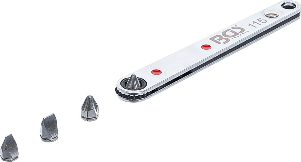 Produktbild BGS Spezial Bitknarre ultra dünn Abtrieb Innensechskant 1/4 Zoll mit 4 Bits