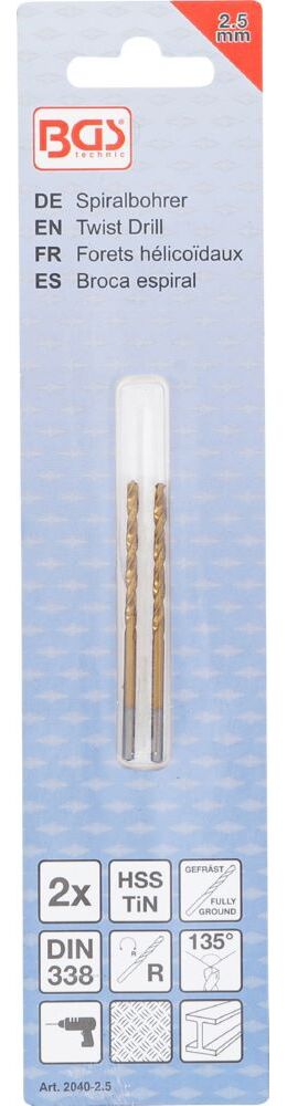 Produktbild BGS Spiralbohrer HSS-G titan-nitriert 2,5 mm 2-tlg. bild 4