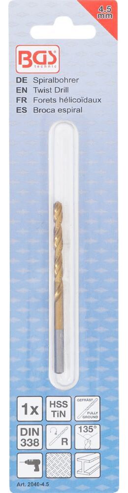 Produktbild BGS Spiralbohrer HSS-G titan-nitriert 4,5 mm bild 4