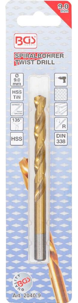 Produktbild BGS Spiralbohrer HSS-G titan-nitriert 9,0 mm bild 4