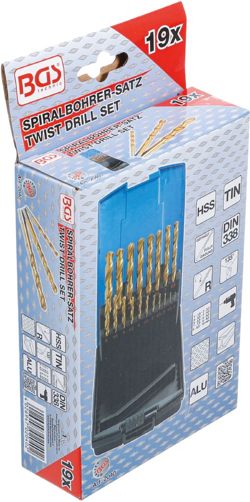 Produktbild BGS Spiralbohrer Satz 1 - 10 mm HSS-G titan-nitriert 19 teilig bild 6