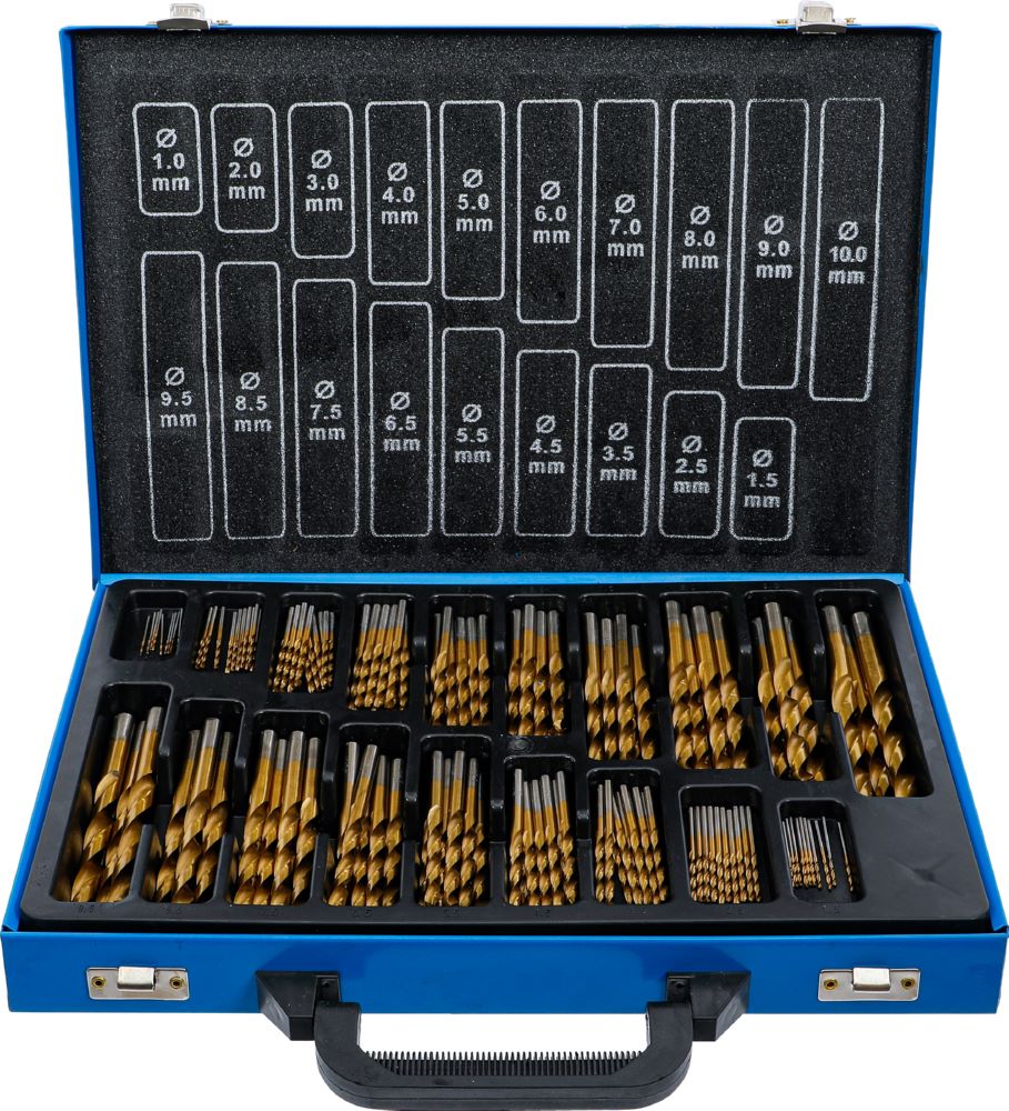 Produktbild BGS Spiralbohrer Satz HSS titan-nitriert 1 - 10 mm 170 teilig bild 1
