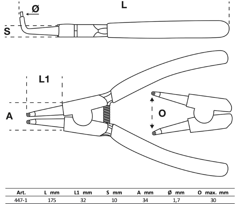 Produktbild BGS Sprengringzange abgewinkelt für Außensprengringe 175 mm bild 2