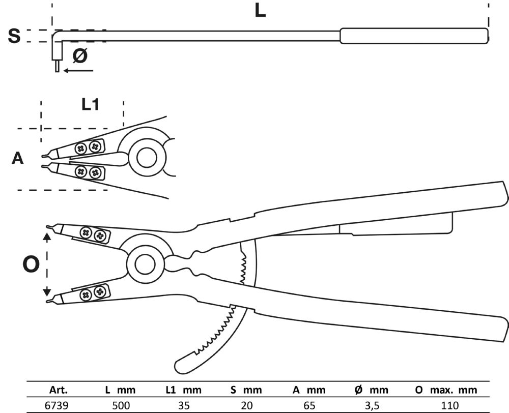 Produktbild BGS Sprengringzange abgewinkelt für Außensprengringe 500 mm bild 4