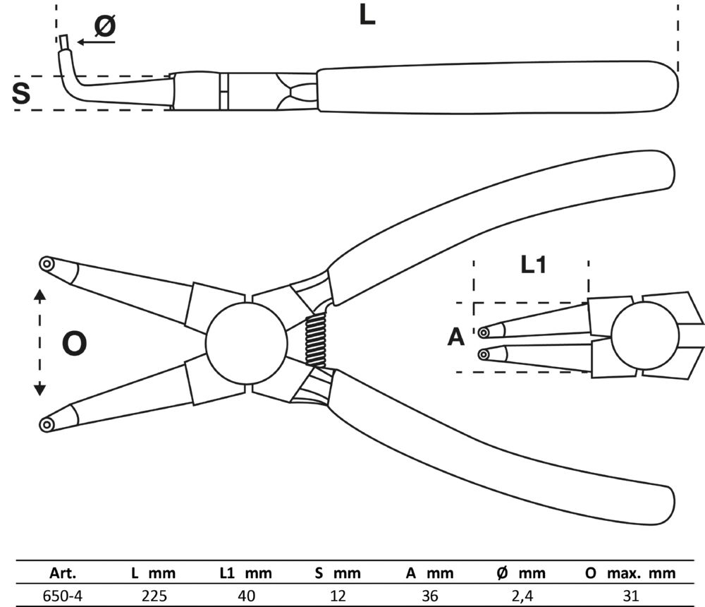 Produktbild BGS Sprengringzange abgewinkelt für Innensprengringe 225 mm bild 2
