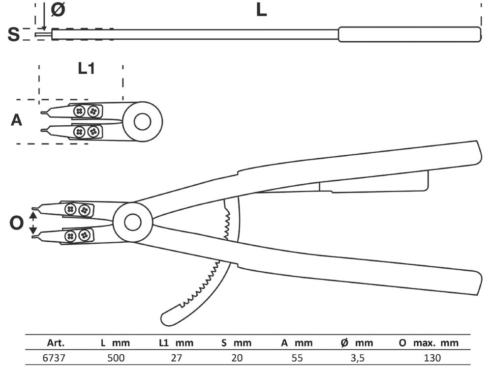 Produktbild BGS Sprengringzange gerade für Innensprengringe 500 mm bild 2