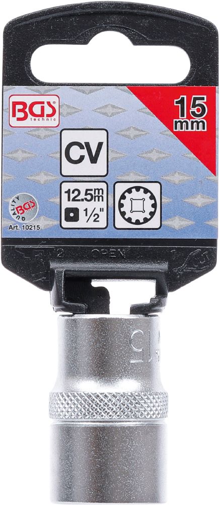 Produktbild BGS Steckschlüssel Einsatz 15 mm Gear Lock Antrieb Innenvierkant 12,5 mm 1/2 Zoll bild 3