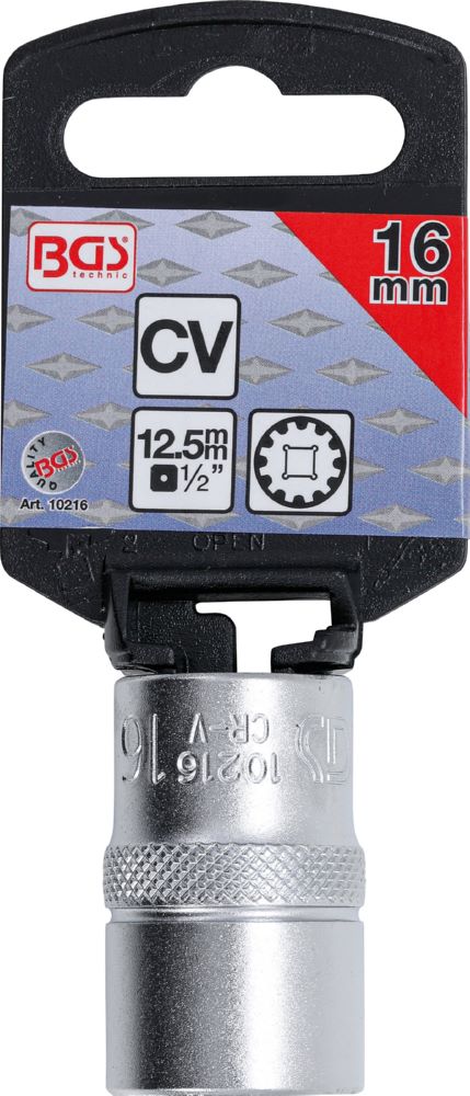 Produktbild BGS Steckschlüssel Einsatz 16 mm Gear Lock Antrieb Innenvierkant 12,5 mm 1/2 Zoll bild 2