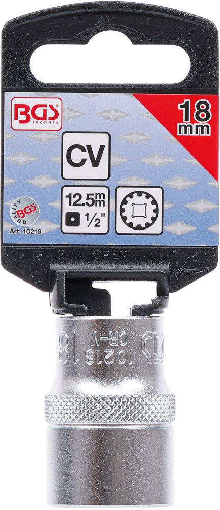 Produktbild BGS Steckschlüssel Einsatz 18 mm Gear Lock Antrieb Innenvierkant 12,5 mm 1/2 Zoll bild 3