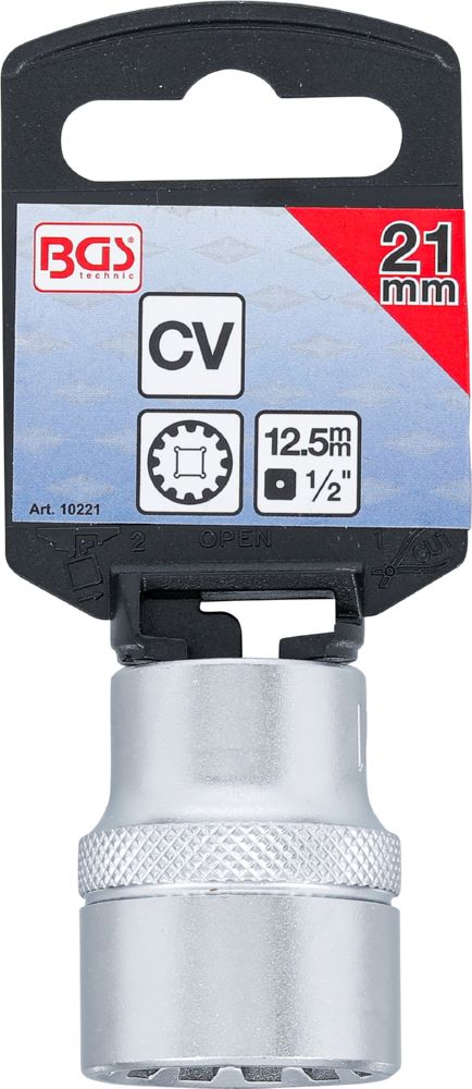 Produktbild BGS Steckschlüssel Einsatz 21 mm Gear Lock Antrieb Innenvierkant 12,5 mm 1/2 Zoll bild 3